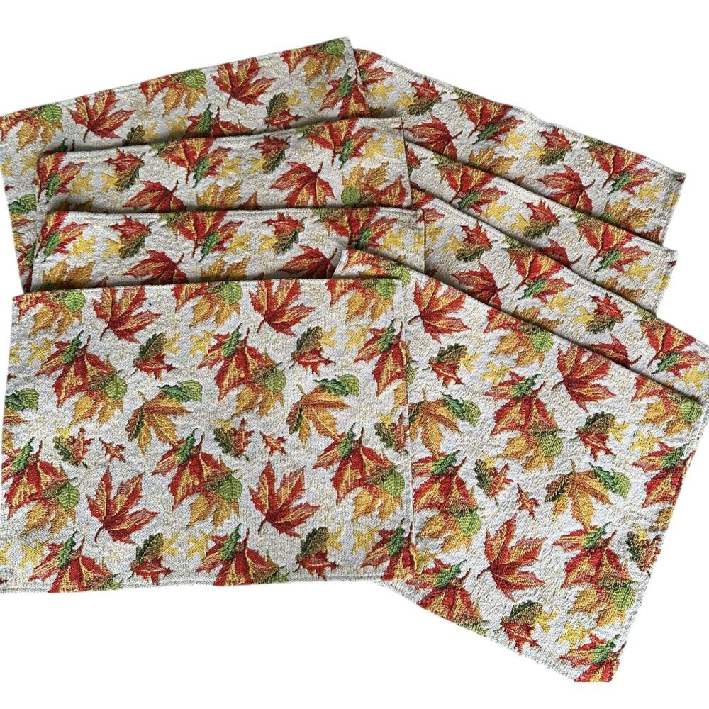 Table Placemats Fall Leaves Orange Lot of 8